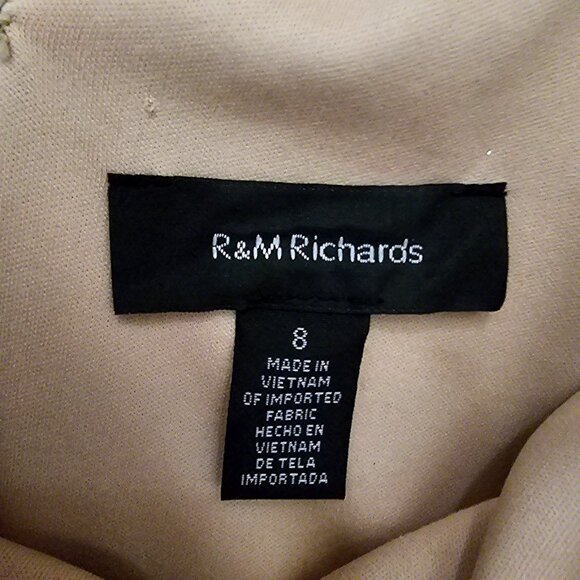 Off-Shoulder White Lace Midi Dress Size 8 By R&M Richards With Back Zipper Closu - Picture 5 of 10